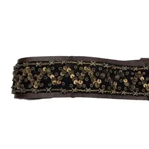 Weekend Max Mara Brown Leather Sequined Beaded Embellished Belt Made in Italy M Weekend Max Mara | Accessories | Weekend Max Mara Brown  main image 2